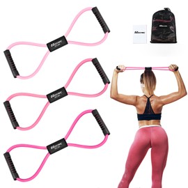 Figure 8 Resistance Band, Exercise Bands for Back, 8 Shaped Resistance Bands for Arms, Shoulder, Leg Stretching, Physical Therapy, Yoga, Pilates, Home Gym Workout Equipment for Women Men