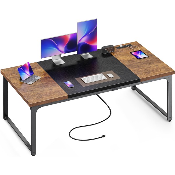 Huuger 63 x 31.5 inch Desk with Power Outlets &