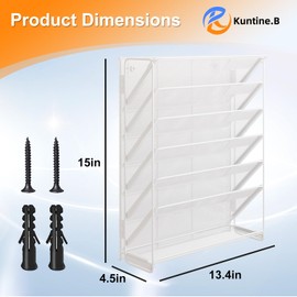 Kuntine.B 7-Tier Hanging File Organizer Vertical Wall File Holder, Mesh Magazine Rack Mail Document Organizer for Office School Home (White, 2 Pack)