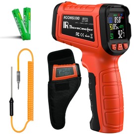 50:1 Infrared Thermometer Gun -58°F to 2732°F, K-Type Probe for Internal Readings, High Temp Laser Tool for Kilns, Furnaces, HVAC, BBQ, and Industrial Use