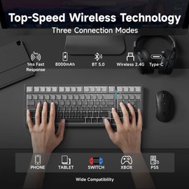 MCHOSE G98 PRO Wireless Mechanical Keyboard, Tri-Mode Connection Gaming Keyboard, Hot Swappable Custom Gasket Structure Pre-lubed Linear Switches Double Shot PBT Keycaps RGB LED Backlit Gradient Black