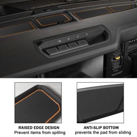 SENSHINE Silicone Dash Dashboard Cover Mat for Ford Bronco Accessories 2021 2022 2023 2024 2025 2026 Anti Dust Dash Pad Tray Insert Liners Compartments Mat for Bronco 2/4-Door 3Pcs Set (Orange Trim)
