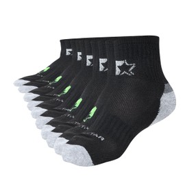 STARTER Men's 10 Pack Half Cushion Quarters Socks (Black and Grey, 6-12)