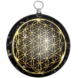 CHONIT Orgonite Pendant, Crystal Necklace with Flower of Life Symbol and Collar and Bag, Protective Pendant, Reiki Pendant, Large Crystal Stone Woman and Man, Gemstone, Orgonite