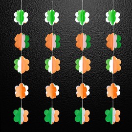 DIGI ART'S Flower Hanging 3D Frills Garland Tri Color for 15 August | Independence Day Decoration | Pack of 4 Pc | Multicolor | Size 182 cms