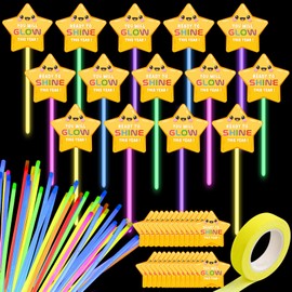 Demonwer 50 Sets Back to School Gifts Include 50 Pcs 7.9x0.2 Inch Glow Sticks 50 Pcs Star Shape Cards with 2 Glow Tapes for Back to School Classroom Prizes Party Favor Supply