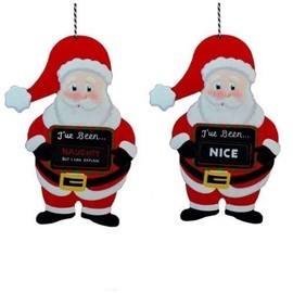 Santa Claus Naughty Or Nice Door Hanger Christmas Decoration Wooden Plaque