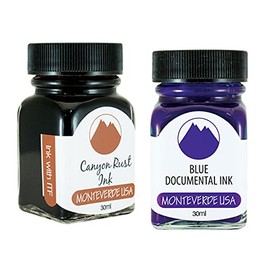 Monteverde 60ml Core Fountain Pen Ink Bottle (30ml Canyon Rust Ink Bottle G309CP, 30ml Blue Documental Ink Bottle G309DU)