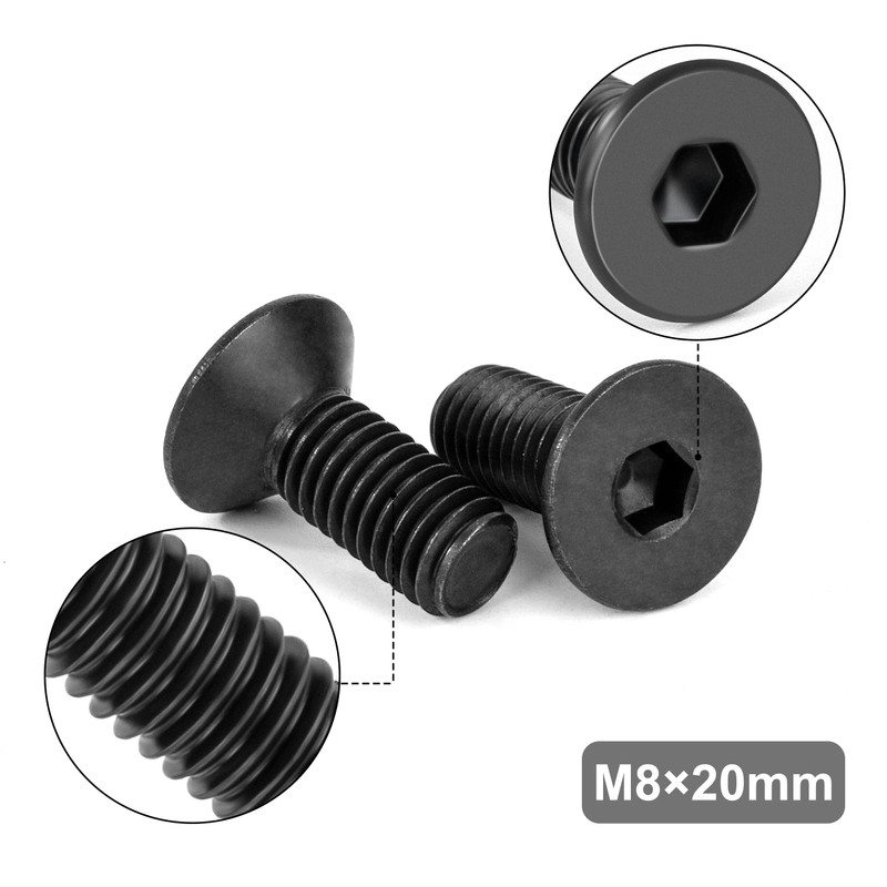 Tunejoy Countersunk Screws M8 x 20 mm Black Stainless Steel