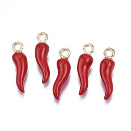 KitBeads 100Pcs Red Chilli Pepper Charms Enamel Cornicello Charms Italian Horn Charms for Jewelry Making Necklace Bracelets Crafts Bulk