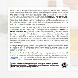 Pure TheraPro Rx Pure TheraPro Rx Ultimate K2 Supplement | Liquid Liposomal Vitamin K2 Drops | 90 Servings | 600mcg Vegan K2 as MK4 & MenaQ7 MK7 | Supports Bone Health, Heart Health, Skin & Hair | 10 mL