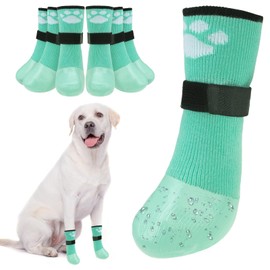 BEAUTYZOO Dog Booties Shoes for Hot Pavement, Waterproof Dog Boots for Small Medium Large Dogs, Traction Control Paw Protectors for Hardwood Floors Anti Slip, 6 PCS Dog Grip Socks for Outdoor Walking