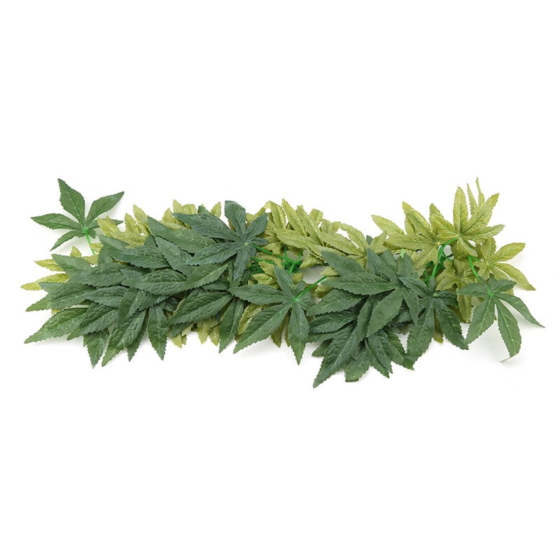 Green Artificial Plant Fake Leaves Aquarium Fish Tank Reptile Terrarium