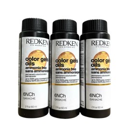 Redken Color Gels Oils Permanent Liquid Hair Color 6NCh  2 oz. Pack of 3.