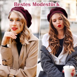ertlutw Classic French Beret, Plain Wool Beret Women's Beret Hat in French Style, 56-58 cm Artist Hat Fashion Berets for Spring Autumn Winter Valentine's Day Birthday, red