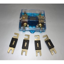 500A ANL Dual Digital Gold Plated ANL Distribution Block 0-4 Ga Fuse Holder 12-24V Input Voltage Display