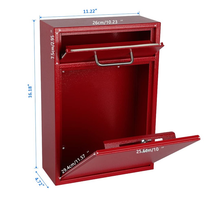 KYODOLED Steel Key Lock Mail Boxes Outdoor, Locking Wall Mount