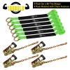 Trekassy 6 Pack 2" x96" Tire Straps Car Ratchet Wheel