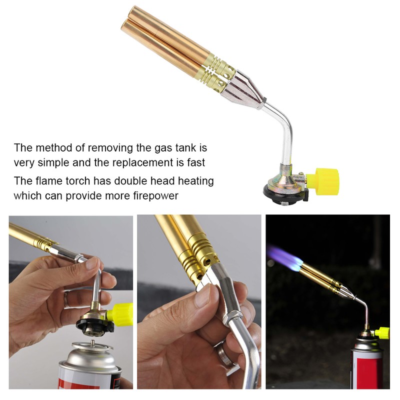 Double Heating Flame Torch Portable Adjustable Welding Gun for Outdoors