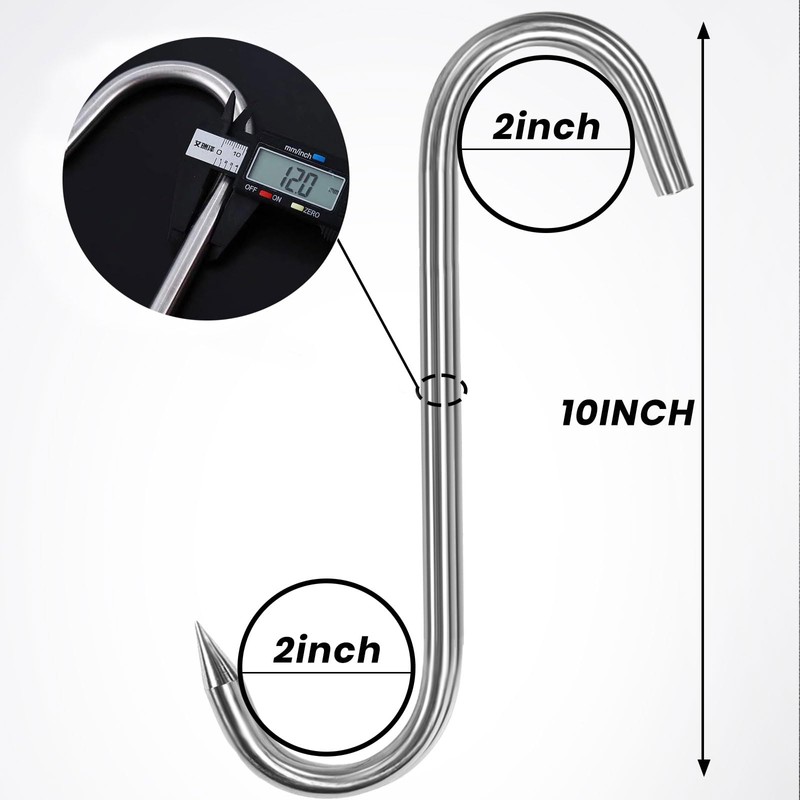 12 mm Heavy Duty Meat Hooks,10 in Stainless Steel Meat