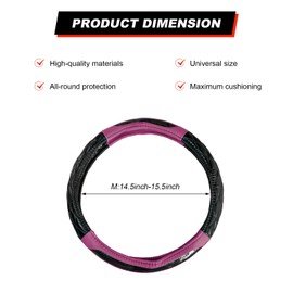 ZNDAW Steering Wheel Cover, Leather Protector Comfortable Cushioning for 14.5-15 Inch Steering Wheels, Breathable Anti-Slip Auto Wheel Wraps Car Interior Decoration for Women Men (Purple)