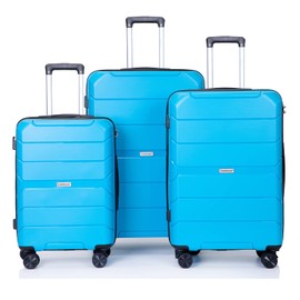 Travelhouse Hardshell Luggage 3-Piece Set: Suitcases with Spinner Wheels and TSA Lock in 20in, 24in, and 28in – Designed for Women. (Sky Blue, 3 Piece Set)