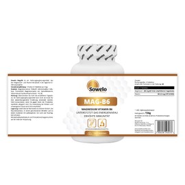 Sowelo MAG B6 - Magnesium + Vitamin B6 I Complements Magnesium and Vitamin B6 Levels in the Daily Diet I Without Unwanted Additives I 120 Tablets