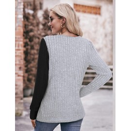 Flikity Women's Jumpers, Crew Neck Jumper Women Long Sleeve Tops Pullover Sweater for Women Going Out Tops Ladies Jumpers Size 12-14 Spring Fall Winter Tops Grey M
