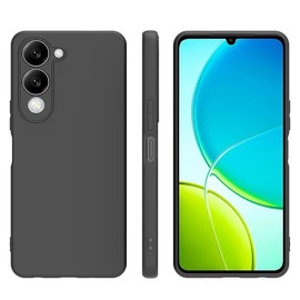 QWYJ Funda para Vivo Y04 Case Protectora de TPU Suave Ultrafina Matte Minimalista Carcasa para Vivo Y04 Funda Liso(Negro)