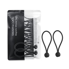 SMART&COOL Bridas magnéticas de silicona reutilizables para agrupar y organizar, sostener cosas, marcadores de libros, imanes de refrigerador, colores surtidos, 7.16 pulgadas (paquete de 20, negro)