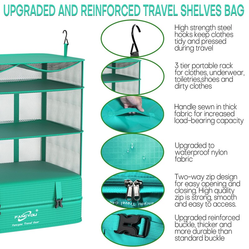 FANCYOU Compressible Packing Cubes Portable Hanging Closet Shelves 17"x12"x24" Extendable