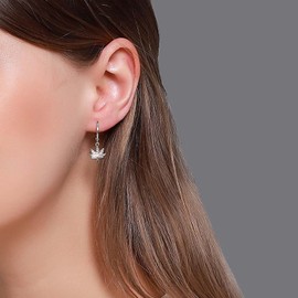 Cimenexe Bohemian Crystal Leaf Dangle Earrings Gold CZ Leaf Drop Earrings Small Rhinestone Leaf Earrings Paved Palm Leaf Earrings Jewellery for Women and Girls Gifts, Zinc, No Gemstone