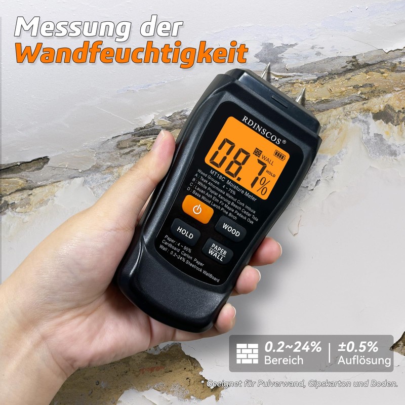 Moisture Meter Pin Type Wood Moisture Meter Masonry with Colour