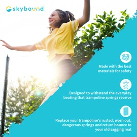 SkyBound 8.5" Inch Replacement Trampoline Springs - Heavy-Duty Galvanized Steel - Set of 48