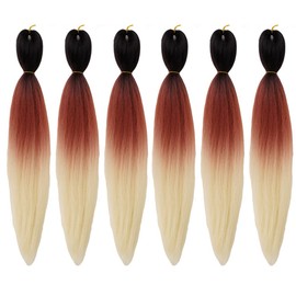 Pre Stretched Braiding Hair Extensions 26 Inch 6 Pcs Phoenixfly Ombre Braiding Hair Professional Crochet Braiding Hair for Box Braids Senegal Twist Hair Extensions(Black to Brown to Beige)