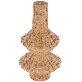 Deco 79 Rattan Handmade Decorative Vase Woven Fluted Hourglass Centerpiece Vase, Vase for Home Decoration 9" x 9" x 16", Brown