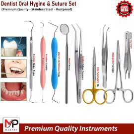 INSTUMAX® Dentist Oral Hygiene Tools Examination Scalers Suture Removal Forceps & Scissors - Dental Oral Hygiene and Suture Kit