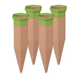 Relaxdays Clay Tips Irrigation, Set of 4, Watering Cones for 1.5 L PET Bottles, for Balcony Boxes and Potted Plants, Terracotta