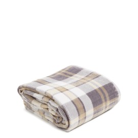 Vera Bradley Women's Fleece Plush Throw Blanket, Fireplace Plaid Neutral, 80 X 50