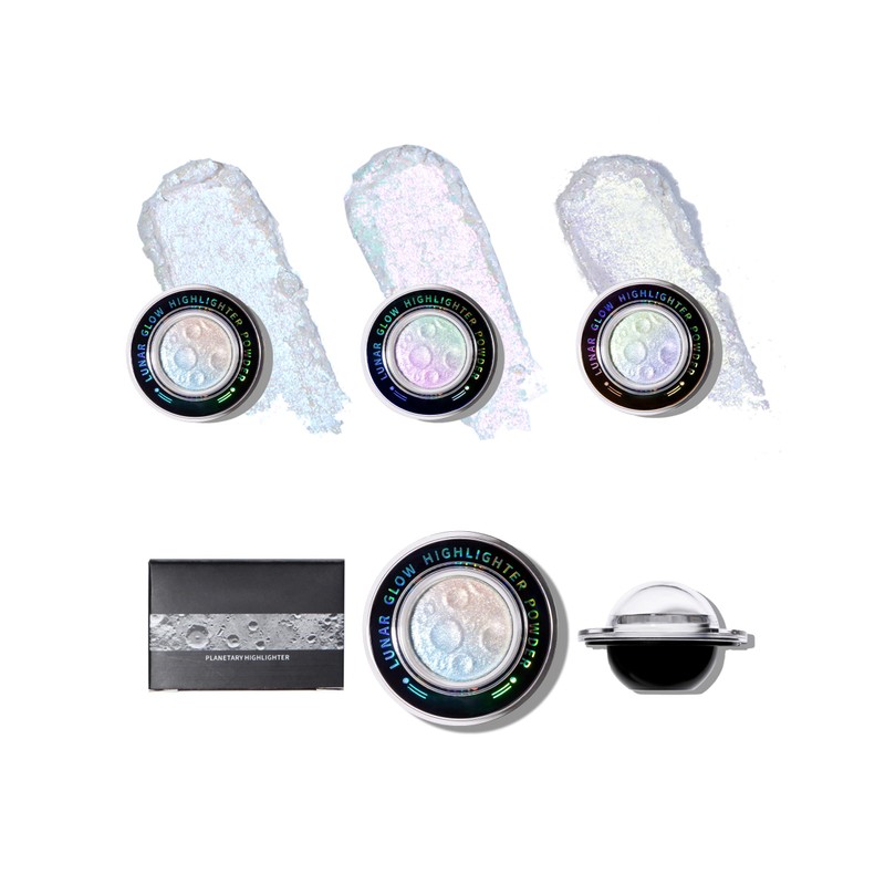 Erinde Glitter Highlighter Powder, LunarGlow Multi-Chrome Luminizer, Sparkling 3D Pearl,