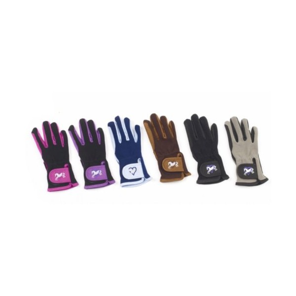 Ovation Child Heart & Horse Gloves,Black,size A 8-10