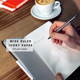 Purposeful Pages A5 Notebook Journal, Leather Cover, Wide Ruled Ivory Lined Paper, Hardcover Executive Notebooks For Writing & Taking Notes (5x8 Notebooks, Red)