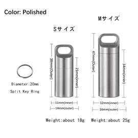 Portable Pill Box Organiser with Key Chain Ring, Daily Pill Case Container for Pocket Purse, Waterproof Pill Carrier Holder for Outdoor Camping Traveling (Polished-M)