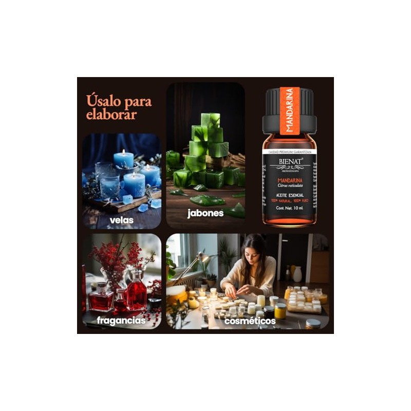 Bienat | Aceite Esencial de Mandarina 10mL Natural | Difusor