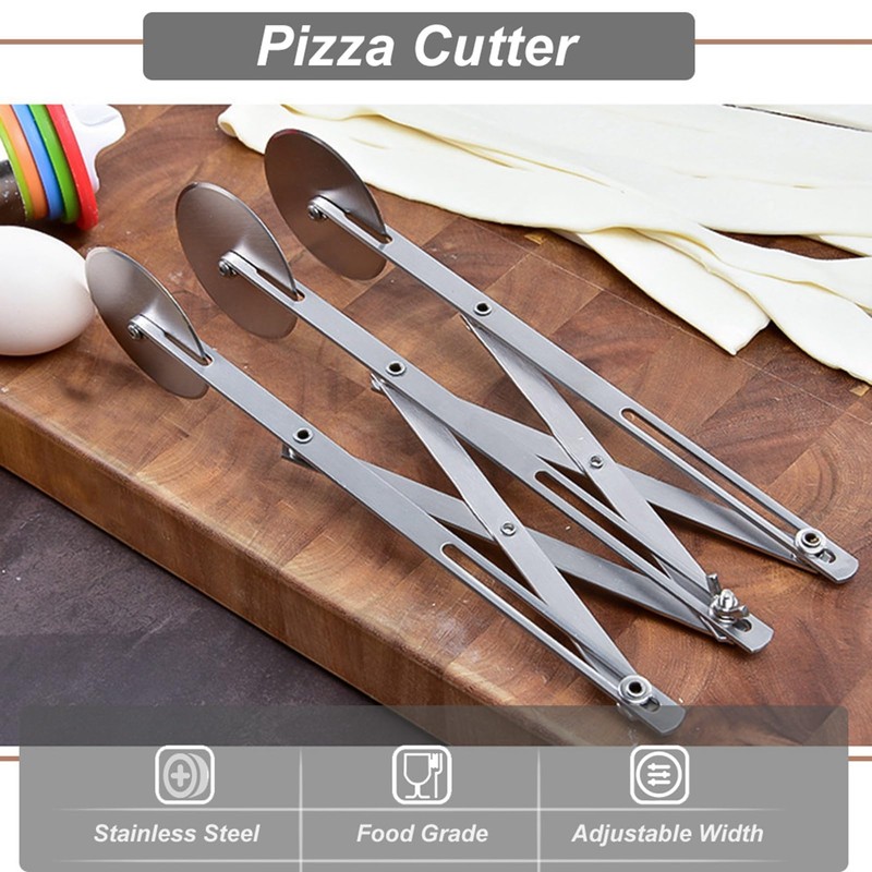 3 Wheel Pastry Cutter, Stainless Pizza Slicer Pasta Making Tool