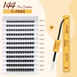 QUEWEL DIY Lash-Extensions Kit MIX10-18mm Lash-Clusters with Bond&Seal Super Hold, Cluster-Lashes and Long Lasting Suitable for Beginners to Complete Cluster Eyelash Extensions at Home(T-F04)