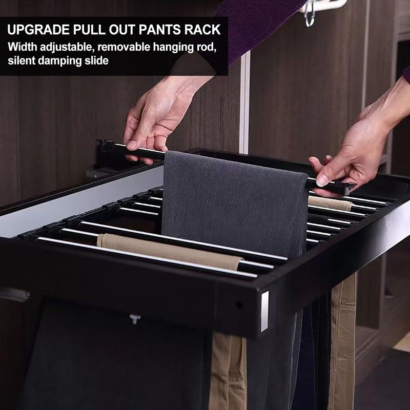 Pull Out Pants Rack for Closet, Retractable Wardrobe Trousers Rack