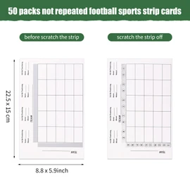 ABURRORI 50 Pieces Football Squares Board Pull Tabs Gambling Tickets Super Football Bowl Sports 25 Square Football Pool Cards for Baseball Sports Box Game Betting Party Playing Scratch Off Cards (50)