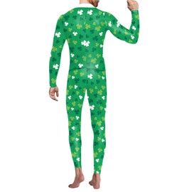 LouVasabuce Women Men St Patricks Day Bodycon Jumpsuit Long Sleeve Turtle Neck Clover Romper Tight Pants Bodysuit (Bright Green, Large)