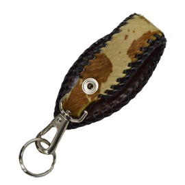 Harako Pony Leather Belt Loop Keychain Holstein 1 Dollar Concho, beige